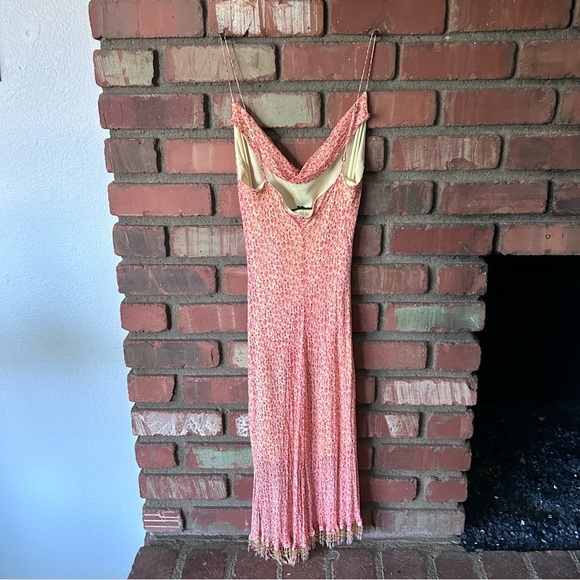 VTG Betsey Johnson Peach Floral Print Beaded Hem Sleeveless Dress Sz 8 PETITE - Picture 13 of 15